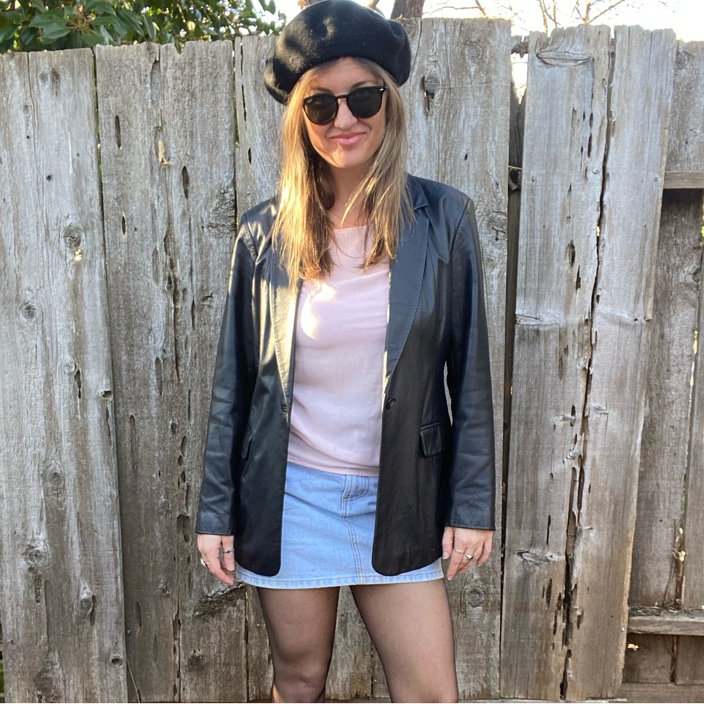 Vintage 80s leather blazer jacket